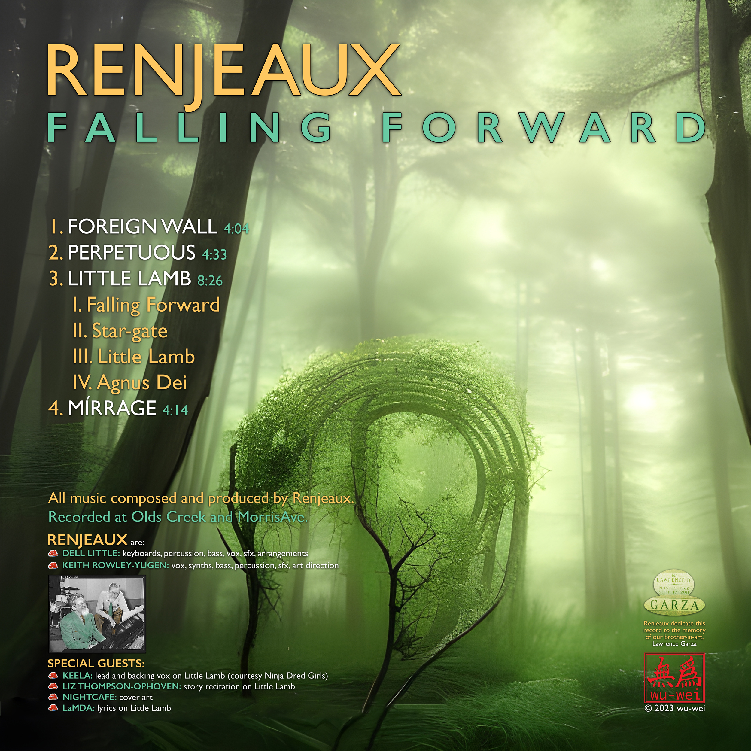 Back cover art for the Renjeaux EP Falling Forward